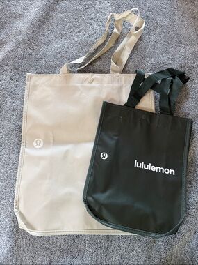 lululemon athletica Beige and Black Reusable Tote Bags